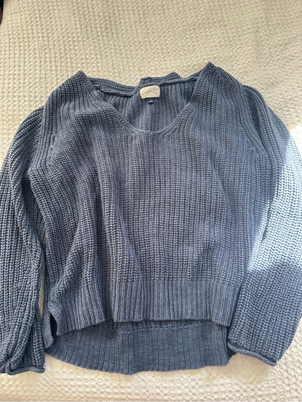 Universal Thread Blue Scoop Neck Cropped Knit Sweater